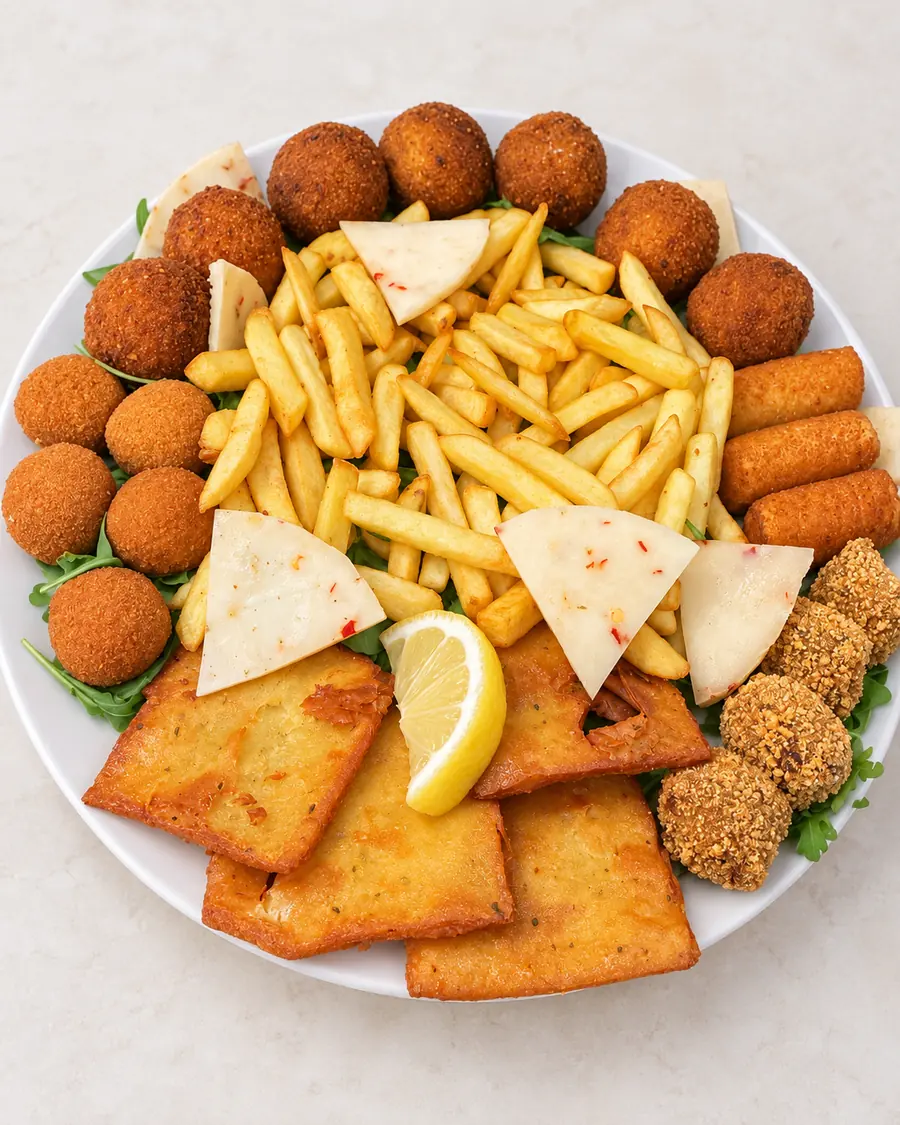 Antipasto siciliano davanti al forno del ristorante